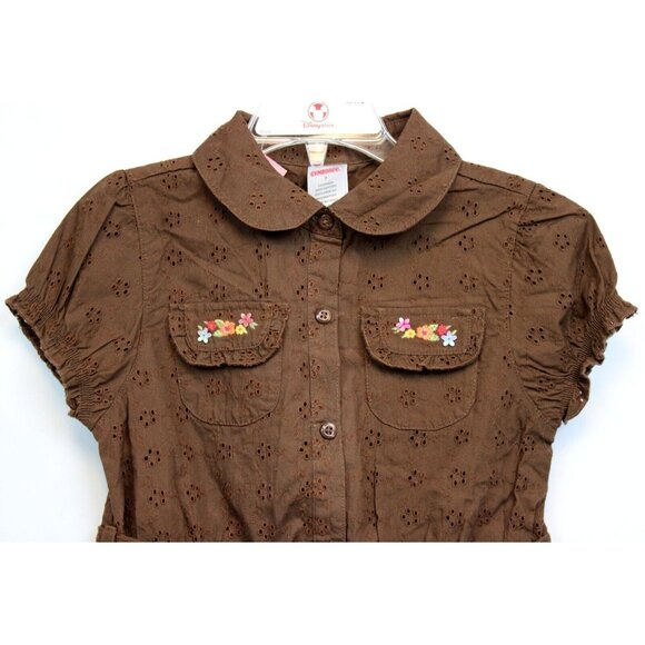 NEW 2007 Gymboree Island Getaway Eyelet Lace Shirt Dress sz 7 Belt Pockets Butto - Picture 2 of 9